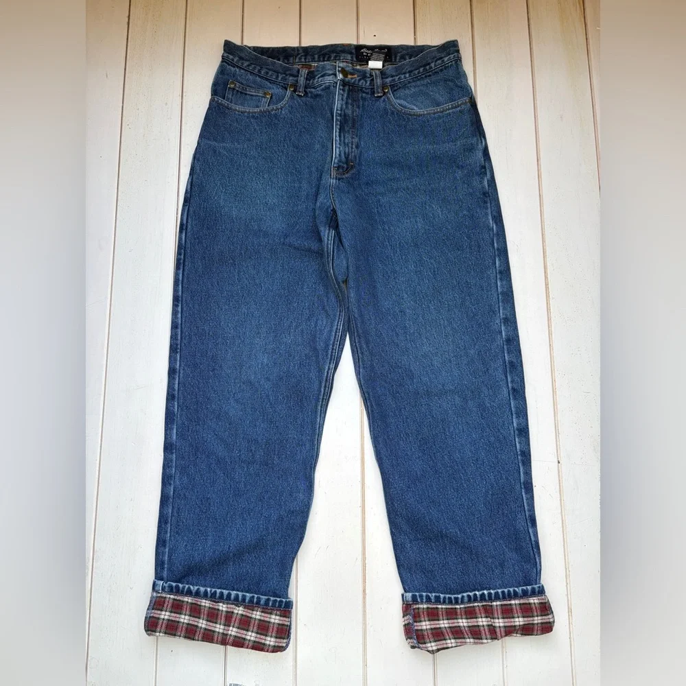 VTG Eddie Bauer Flannel Lined Jeans - Picture 9 of 11